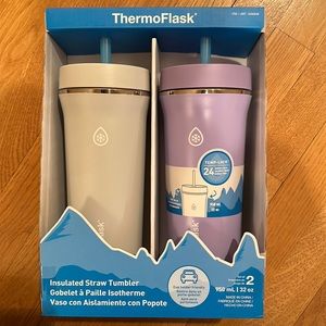 ThermoFlask 32oz straw tumbler, grey and purple